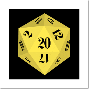 Yellow 20-Sided Dice Design Posters and Art